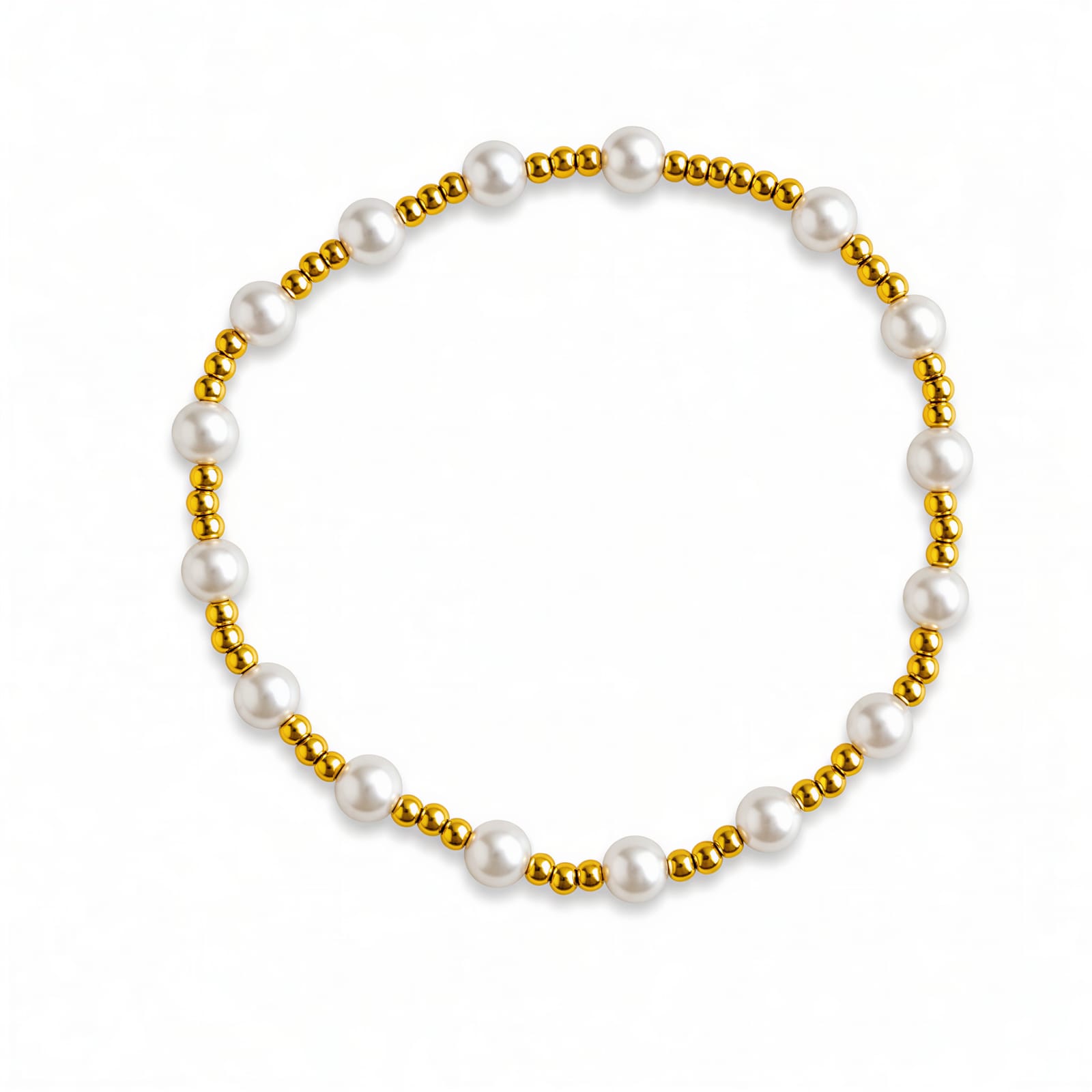 Gold Beaded Stretch Bracelet — view 4