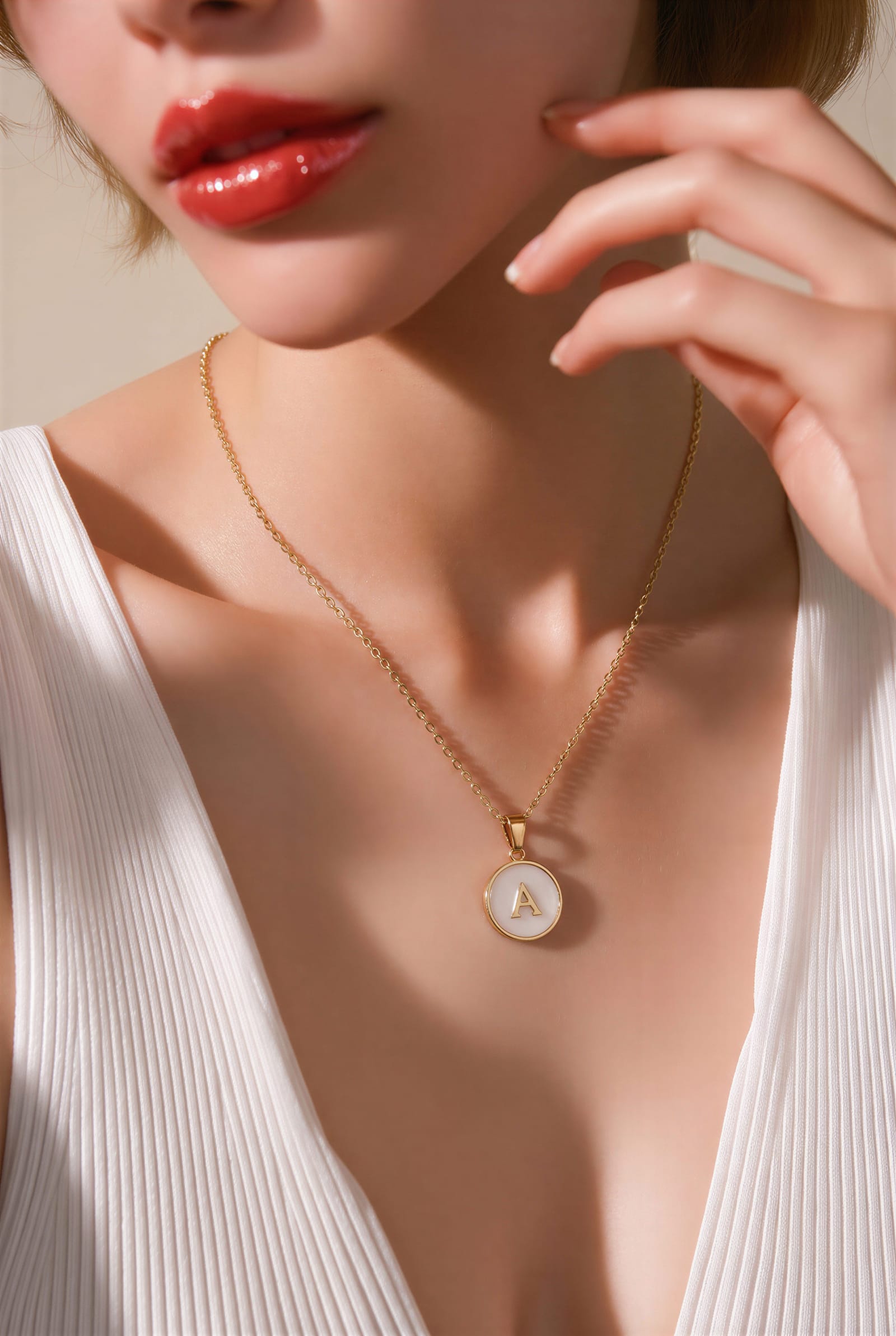 White Shell Initial Necklace