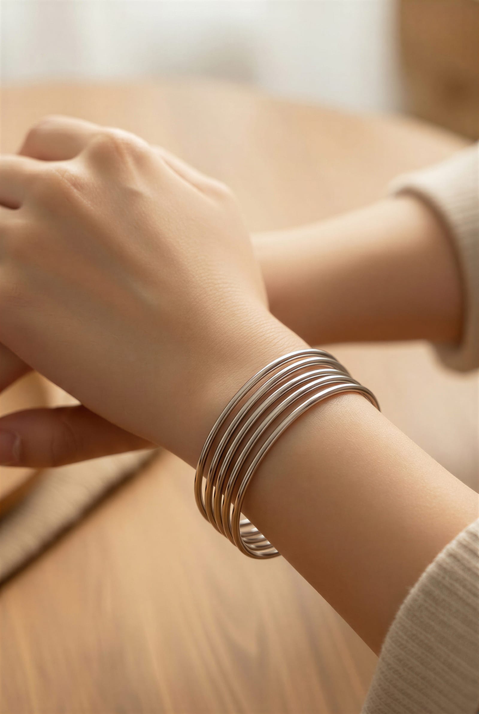 Stainless Steel Stacking Bangles — view 4